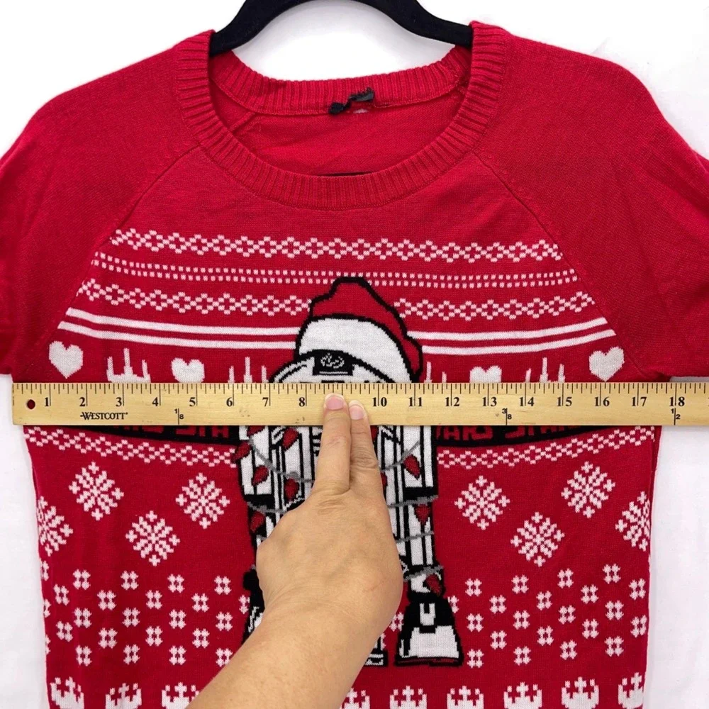 Star Wars Red R2-D2 Holiday Ugly Christmas Sweater Small Raglan Crew Neck